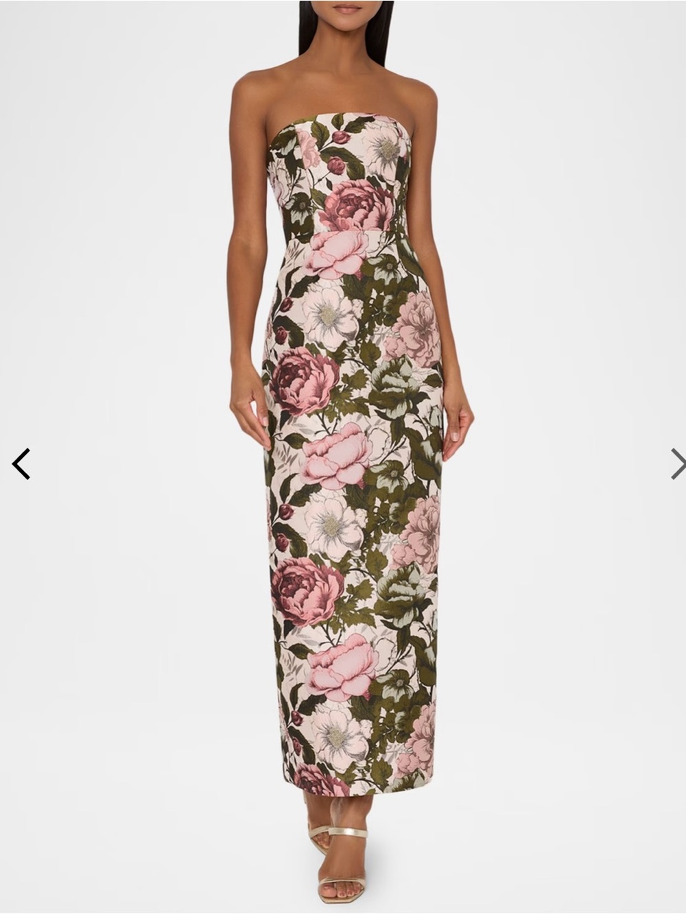 Milly Brand Strapless Floral Maxi Dress - Pink & Olive